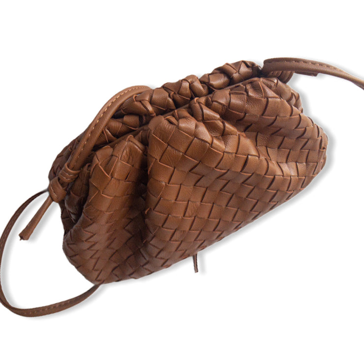 Brown Woven Leather Pouch (small)