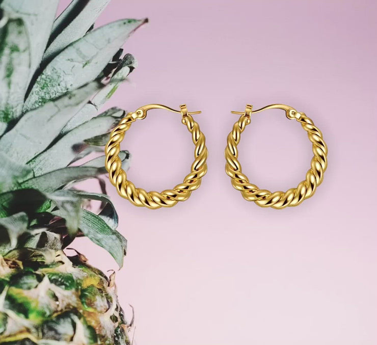 Gold French Interwoven Hoops