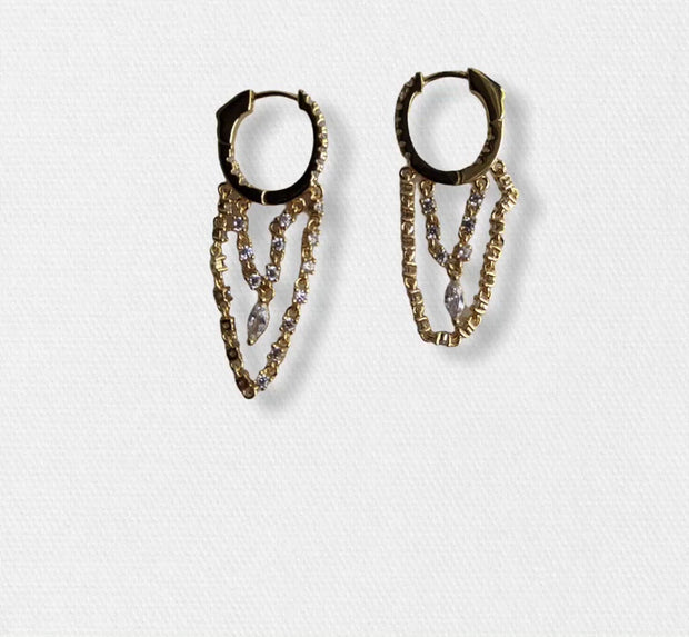 Gold Diamanté Cascading Earrings