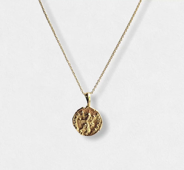 Gold Lion Coin Necklace