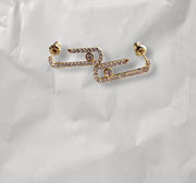 Gold Diamanté Paperclip Earrings