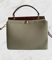 Leather Satchel In Khaki