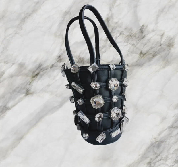 Mini Leather Diamanté Tote