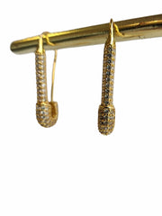 Safety Pin Diamanté Earrings