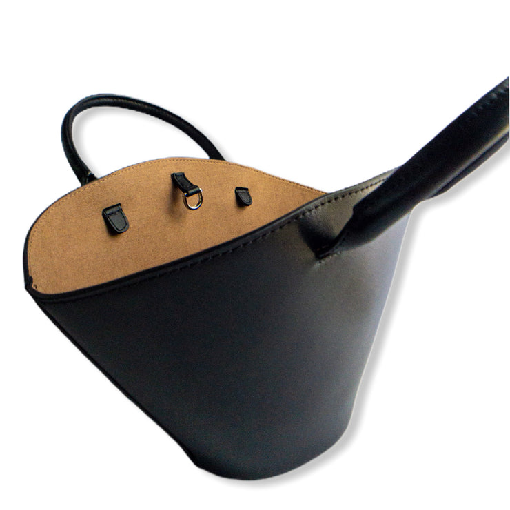 Black Fan Leather Tote Bag