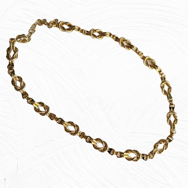 Gold Interlocking French Chain Necklace