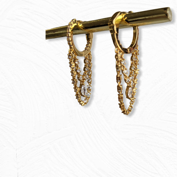 Gold Diamanté Cascading Earrings