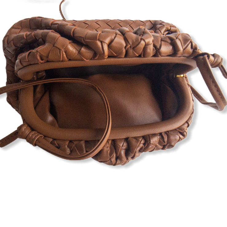 Brown Woven Leather Pouch (small)