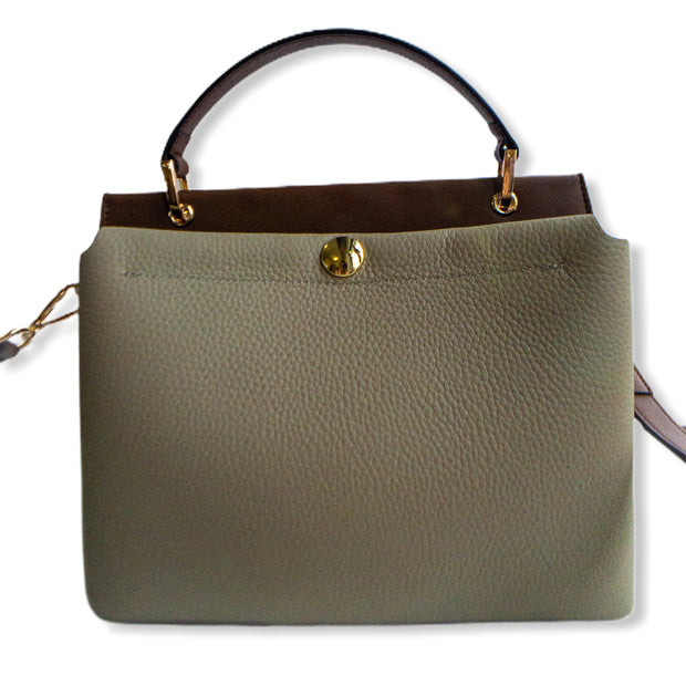 Leather Satchel In Khaki