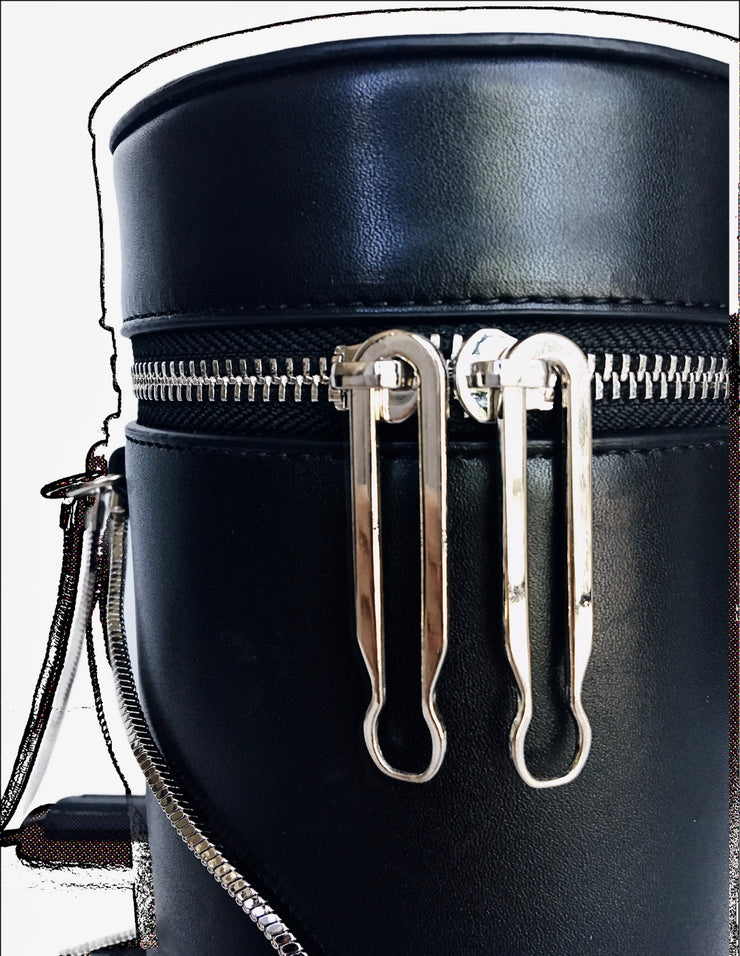 Leather Silver Chain Bucket Bag