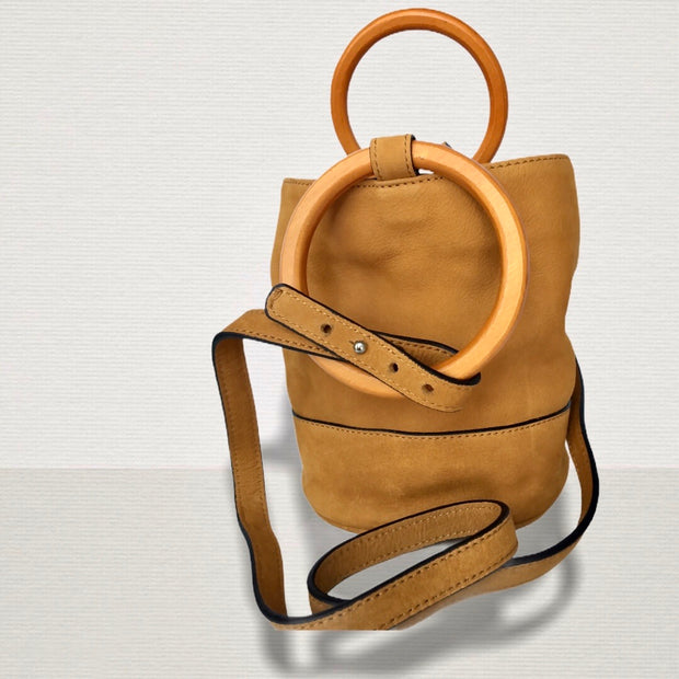Brown Leather Bucket Bag