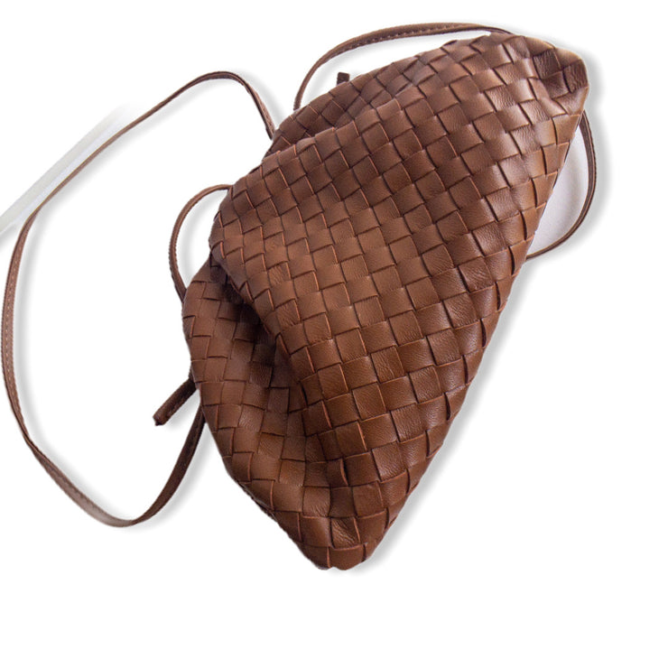 Brown Woven Leather Pouch (small)