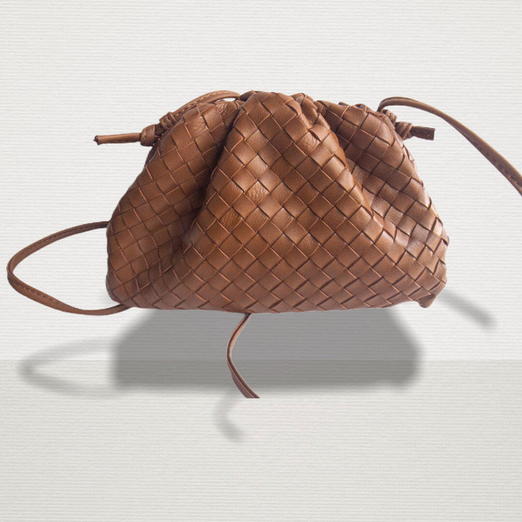 Brown Woven Leather Pouch (small)