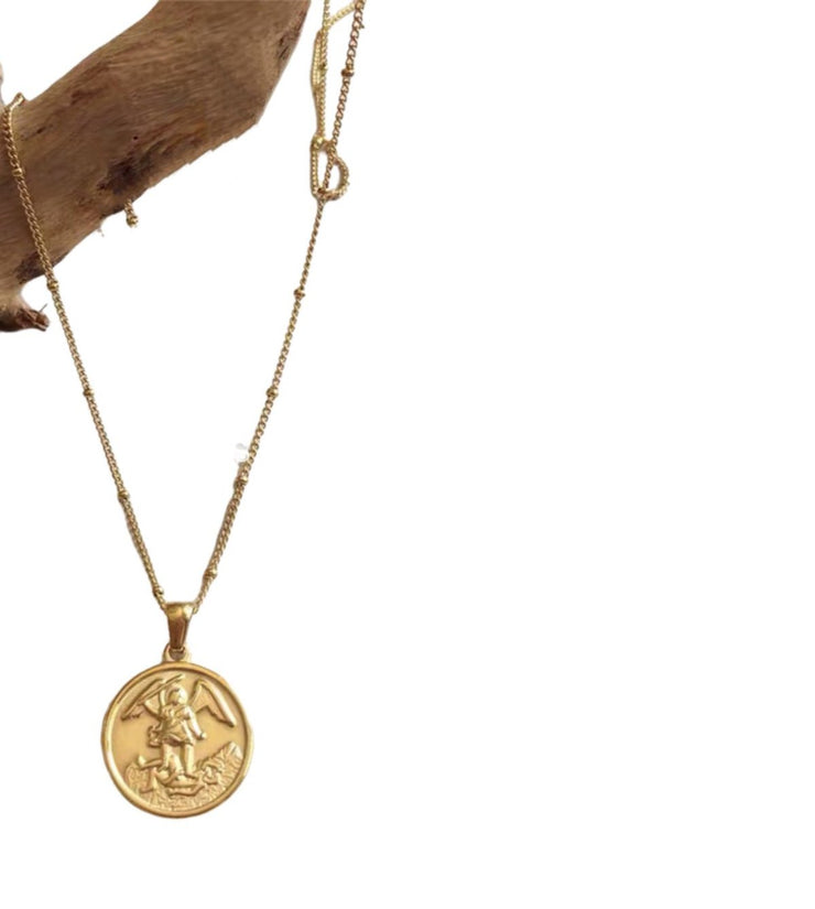 Gold Angel Coin Necklace