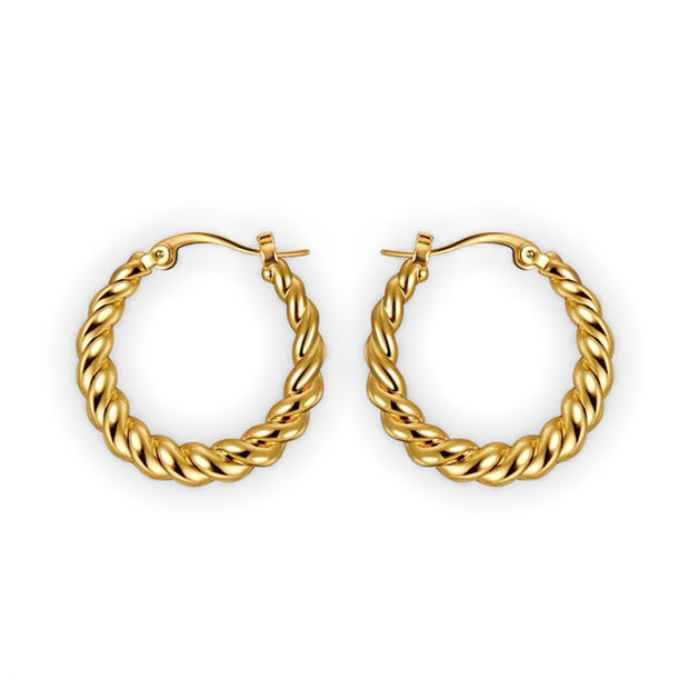 Gold French Interwoven Hoops