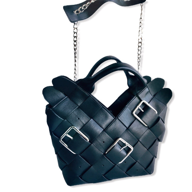 Leather Weave Tote Bag