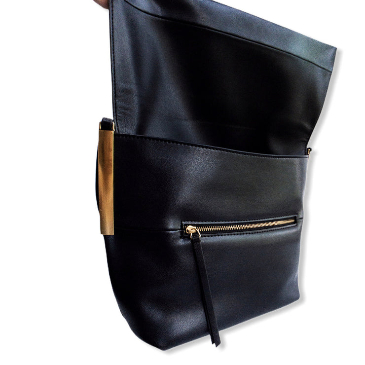 Flap Leather Tote Bag