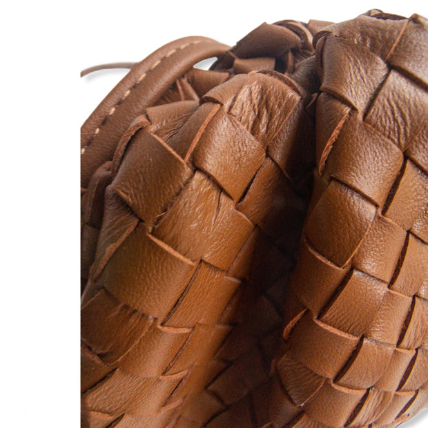 Brown Woven Leather Pouch (small)
