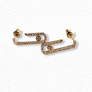 Gold Diamanté Paperclip Earrings