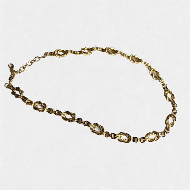 Gold Interlocking French Chain Necklace