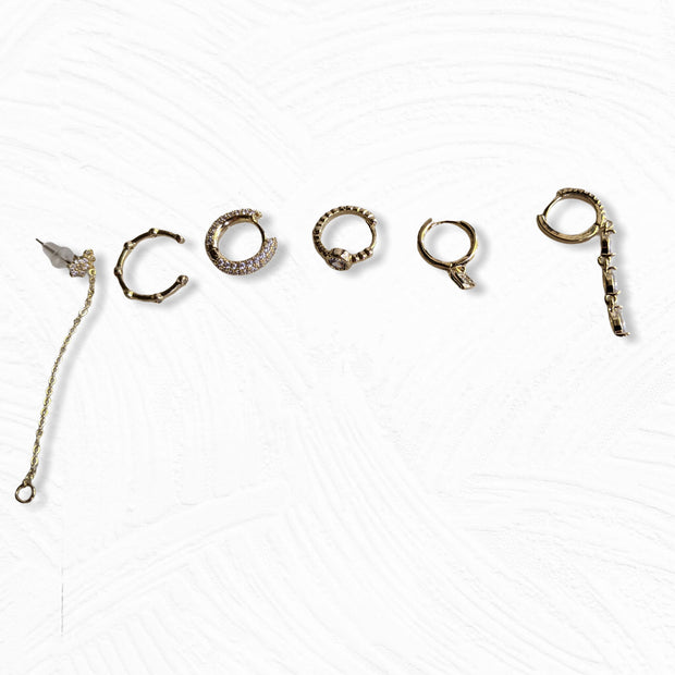 Gold Huggie Earrings (A pack of 6)
