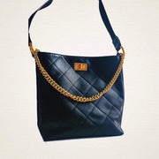 Large Leather Tote Bag With Gold Chain