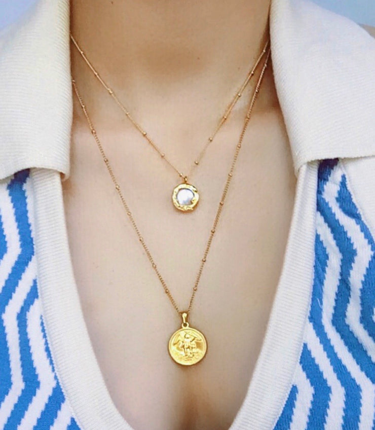 Gold Angel Coin Necklace