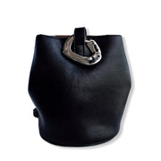 Black Leather Tote Bag With Silver Hardware