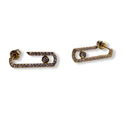 Gold Diamanté Paperclip Earrings