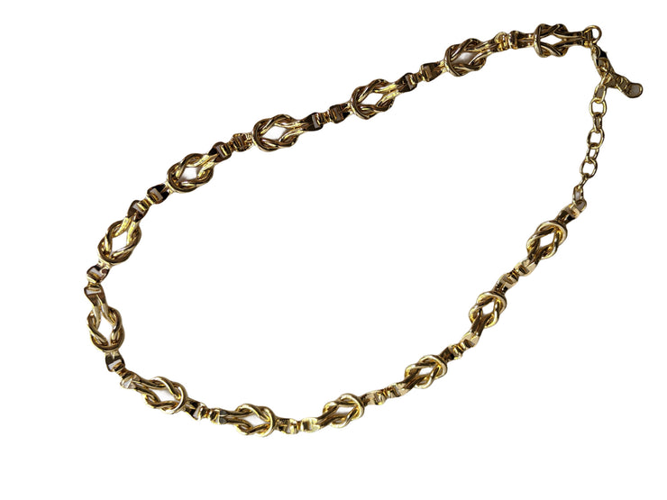 Gold Interlocking French Chain Necklace