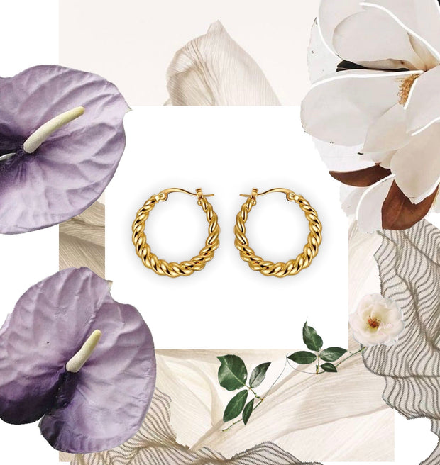 Gold French Interwoven Hoops