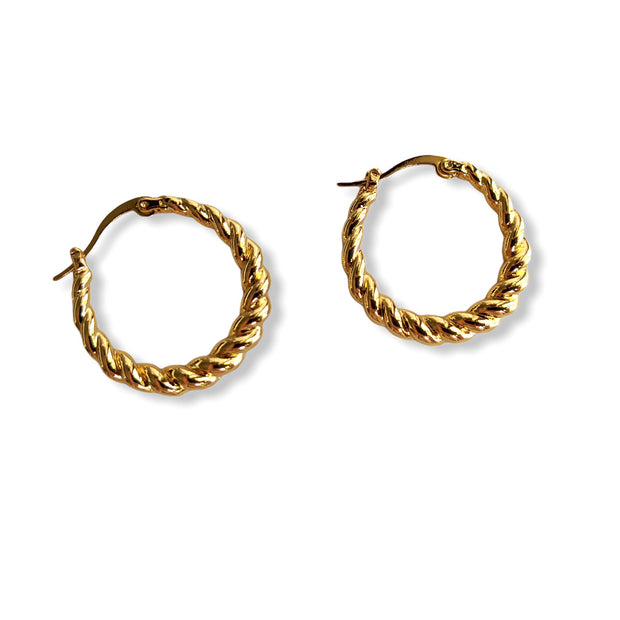 Gold French Interwoven Hoops