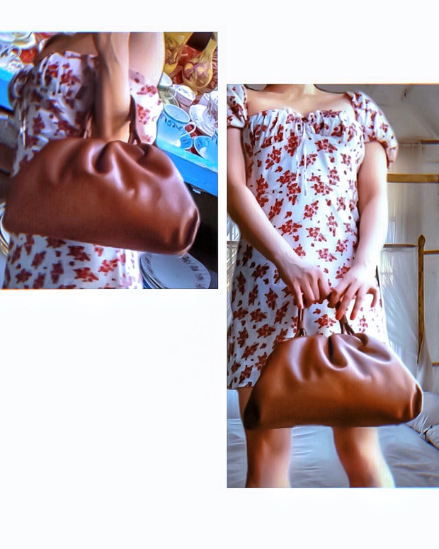 Leather Pouch Tote With Handles
