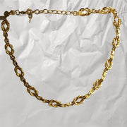 Gold Interlocking French Chain Necklace