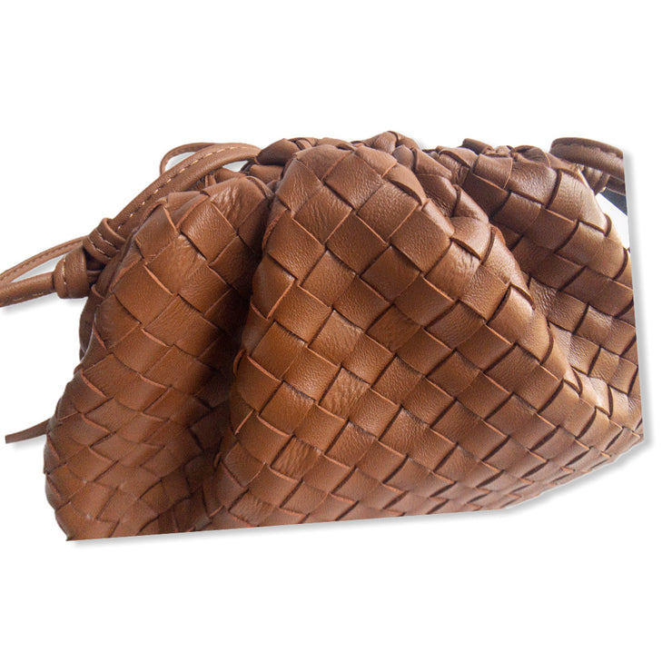 Brown Woven Leather Pouch (small)