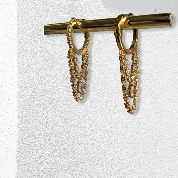 Gold Diamanté Cascading Earrings