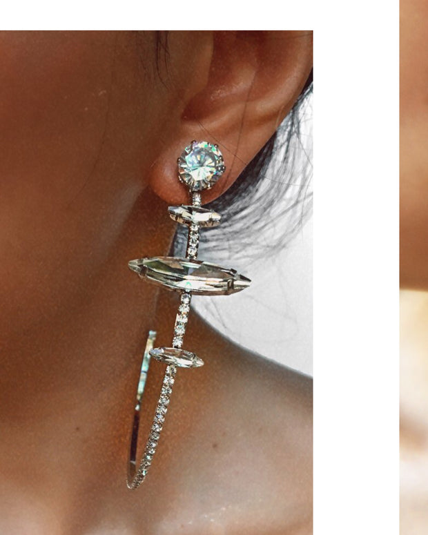 Mega Watts Diamanté Hoop Earrings