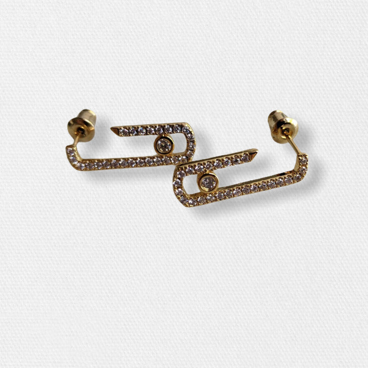 Gold Diamanté Paperclip Earrings