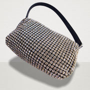 Small Rhinestone Pouch With Leather Handles