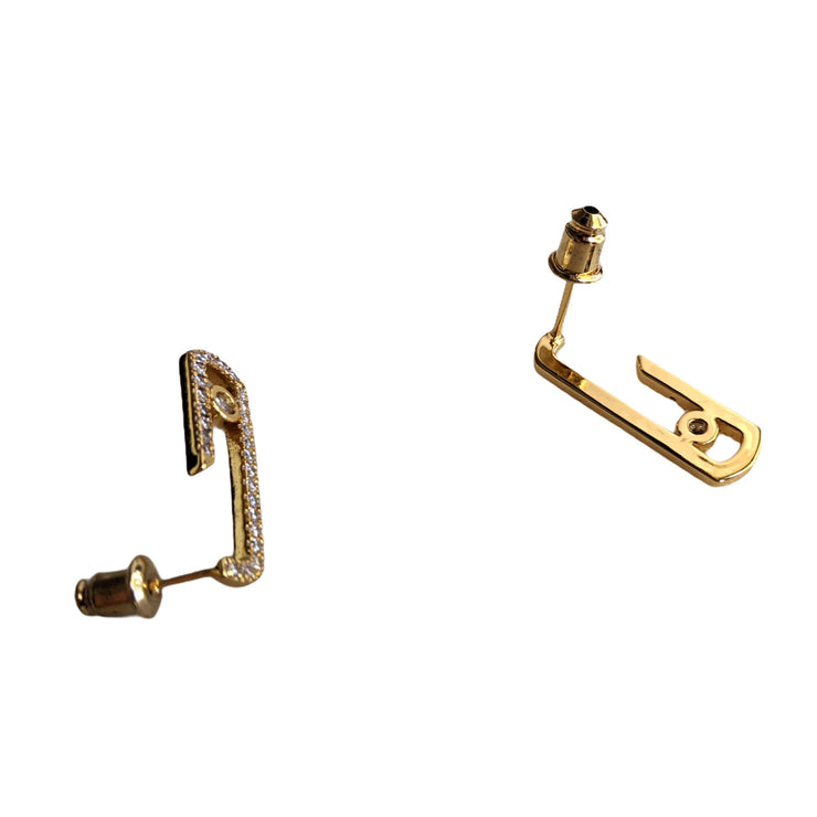 Gold Diamanté Paperclip Earrings