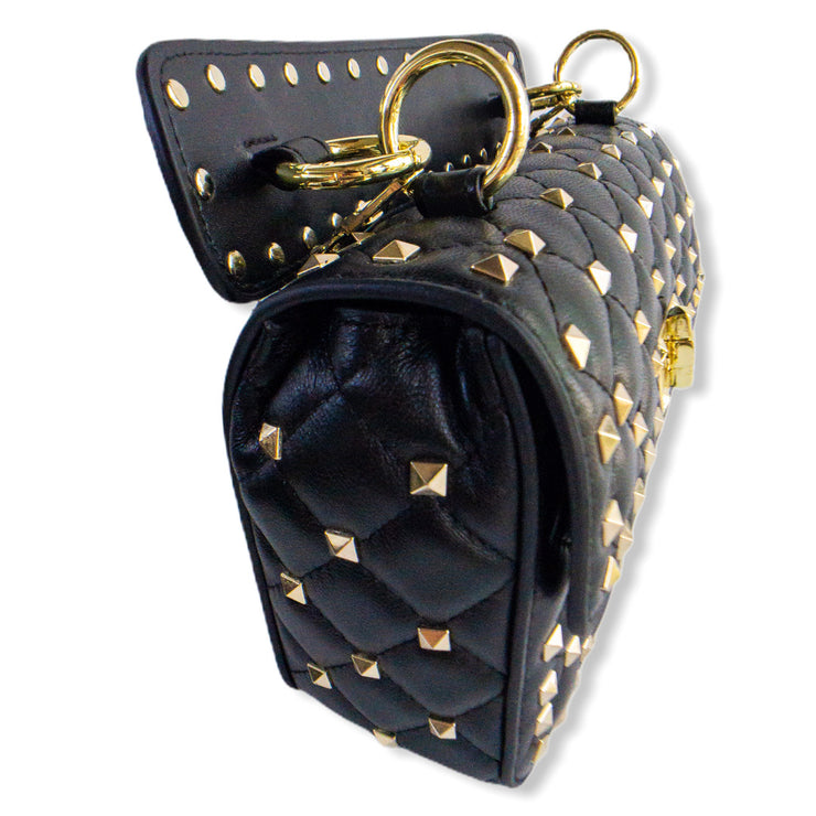 Leather Shoulder Bag With Gold Studs