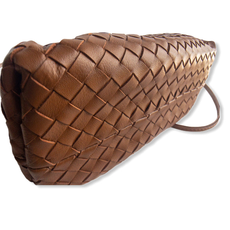 Brown Woven Leather Pouch (small)