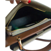 Leather Satchel In Khaki