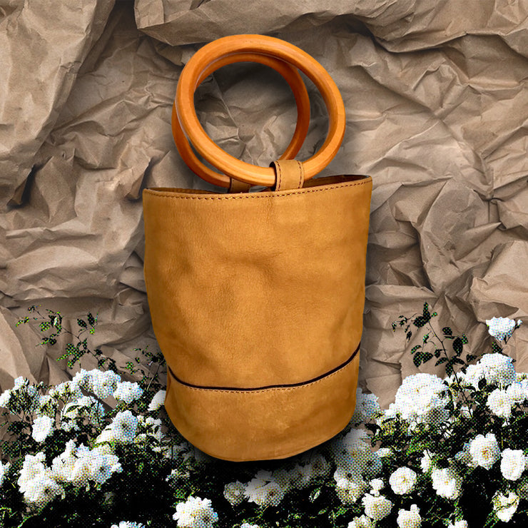 Brown Leather Bucket Bag