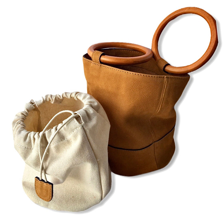 Brown Leather Bucket Bag