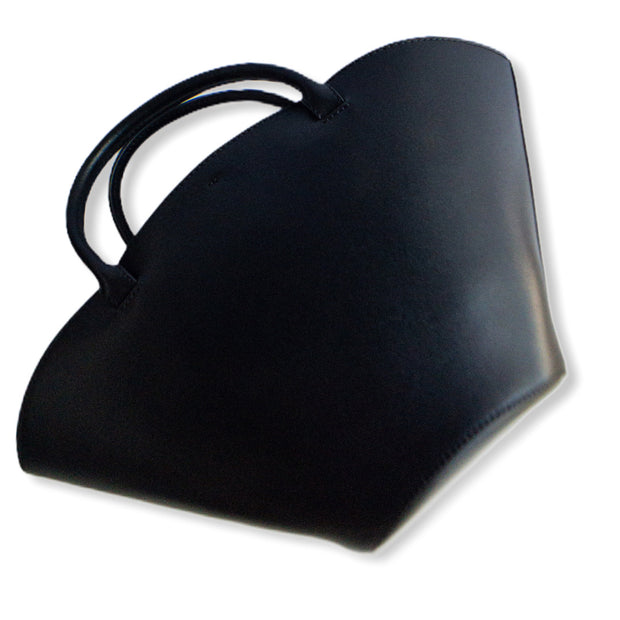 Black Fan Leather Tote Bag