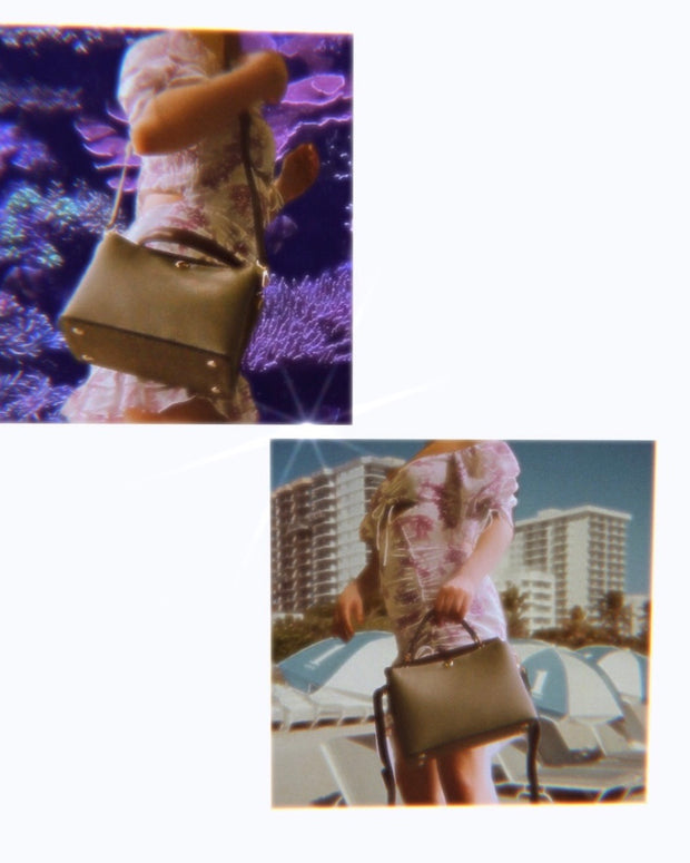 Leather Satchel In Khaki