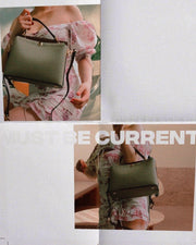 Leather Satchel In Khaki