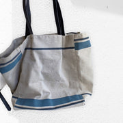 Large Canvas Tote With Black Leather Handles