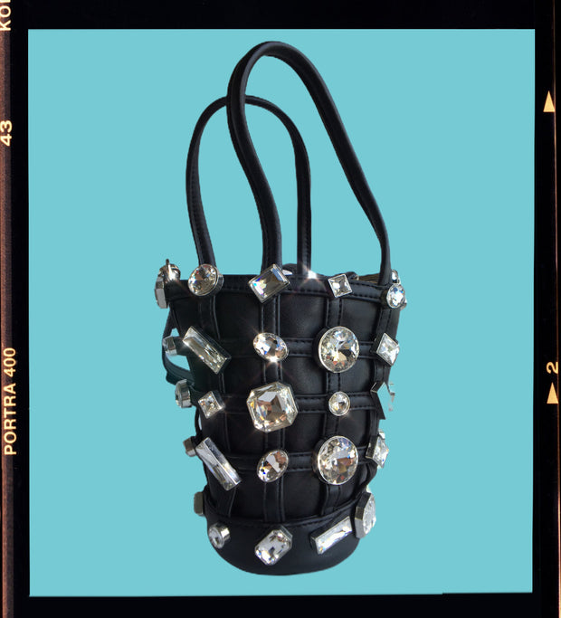 Mini Leather Diamanté Tote